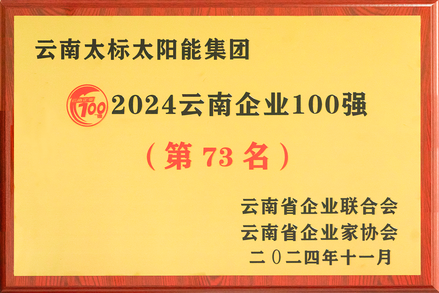 2024云南企業(yè)100強(qiáng)獎牌